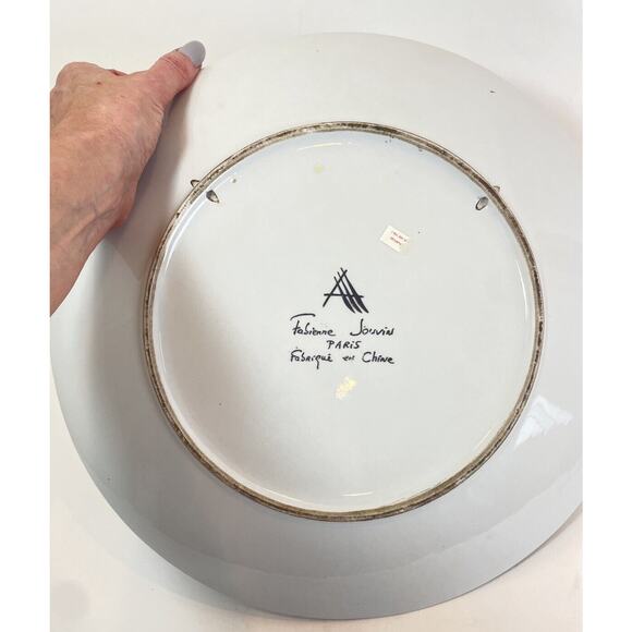 Fabienne Jouvin Paris Large Ceramic Porcelain 14” Platter Floral Butterfly 1999 - Picture 10 of 16